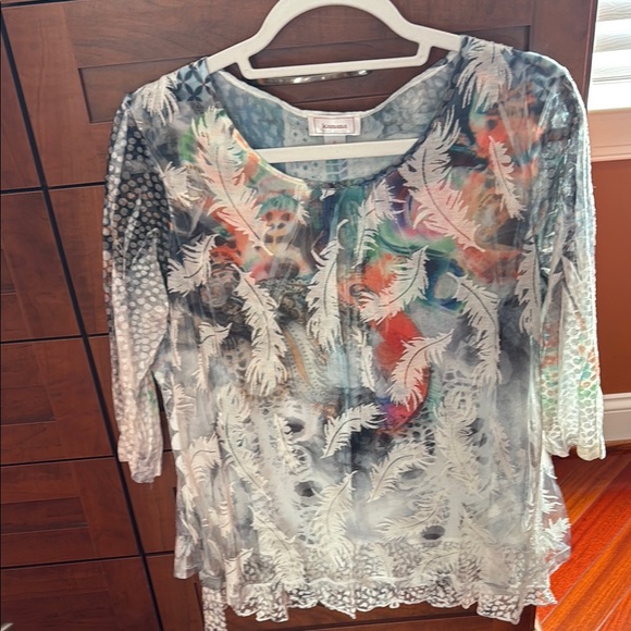 Kamana Tops - Kamana Women's Multicolor Sheer Top-EUC